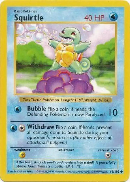 Squirtle (63/102) [Base Set Shadowless Unlimited] - Pokemon Single