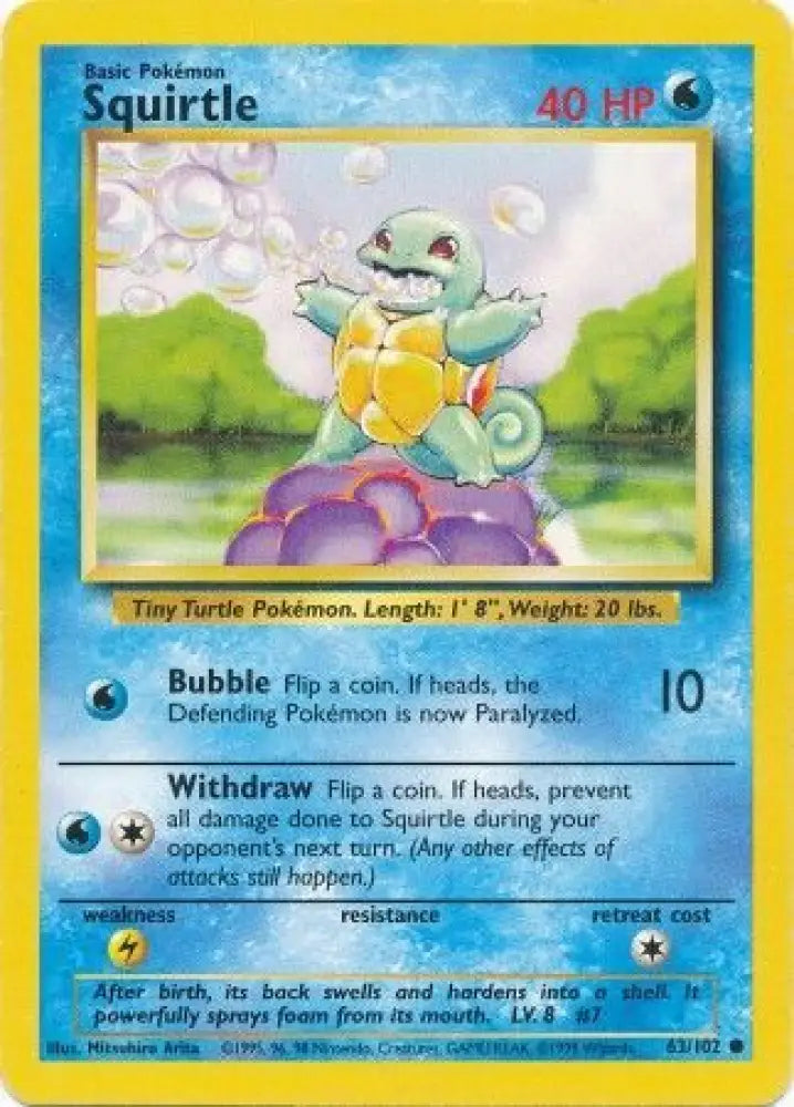 Squirtle (63/102) [Base Set Unlimited] - Pokemon Single