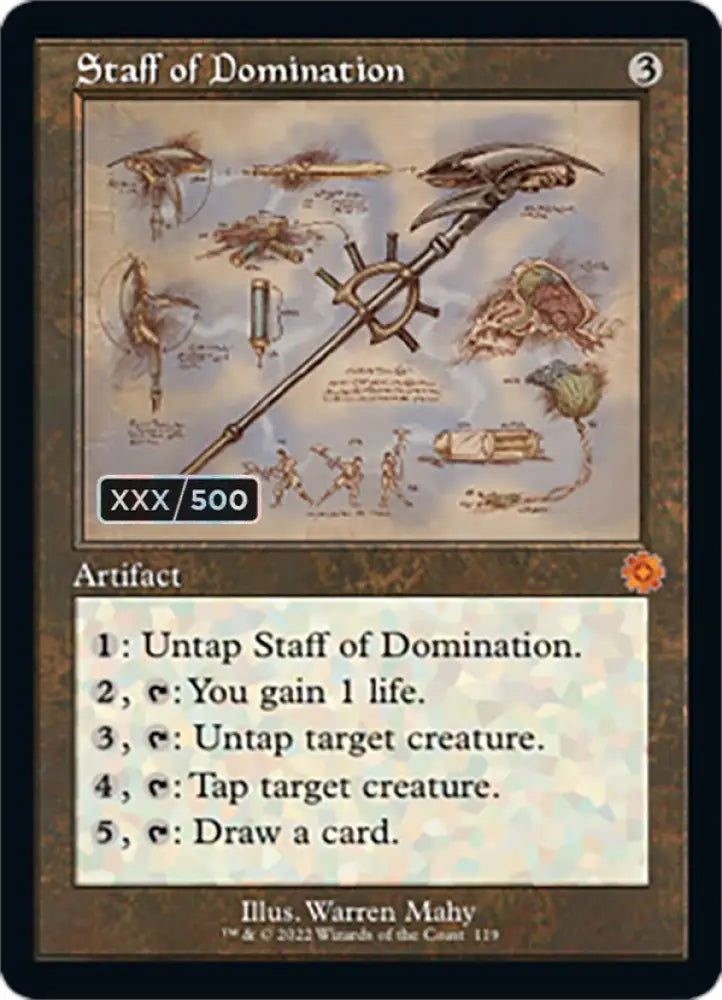 Staff of Domination (Retro Schematic) (Serialized) [The Brothers’ War Retro Artifacts] - MTG Single