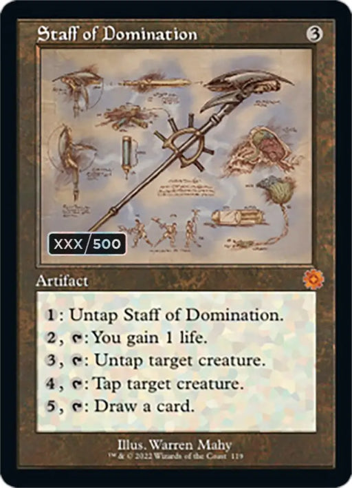 Staff of Domination (Retro Schematic) (Serialized) [The Brothers’ War Retro Artifacts] - MTG Single