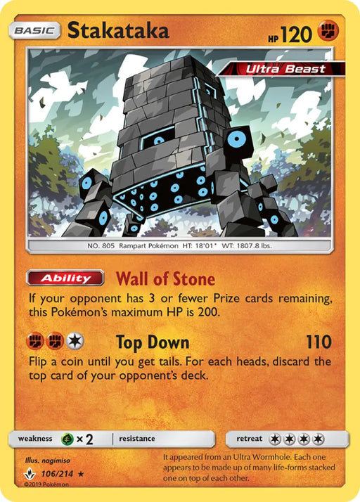 Stakataka (106/214) [Sun & Moon: Unbroken Bonds] - Pokemon Single