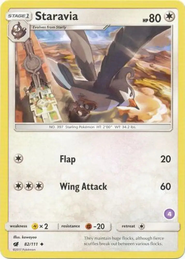 Staravia (82/111) (Deck Exclusive #4) [Sun & Moon: Trainer Kit - Alolan Sandslash] - Pokemon Single