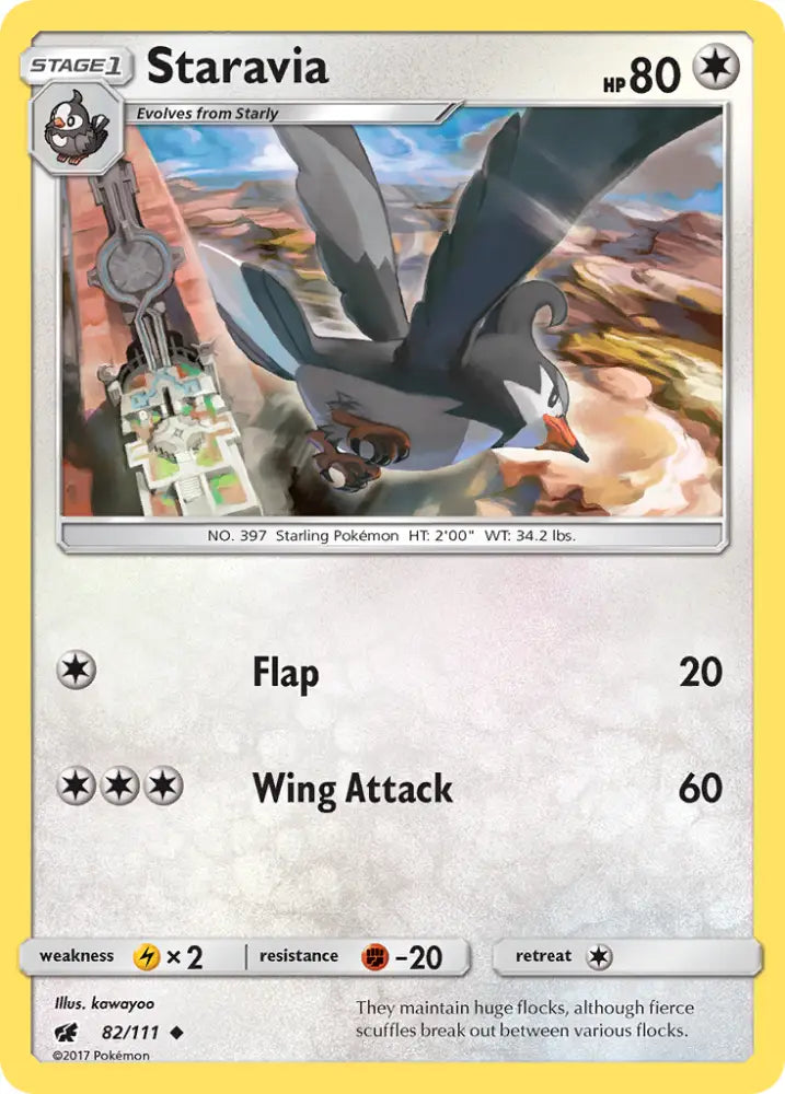 Staravia (82/111) [Sun & Moon: Crimson Invasion] - Pokemon Single
