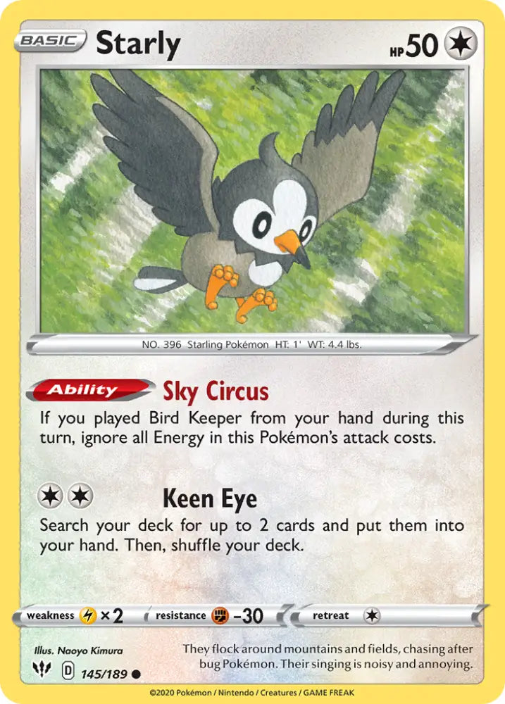 Starly (145/189) [Sword & Shield: Darkness Ablaze] - Pokemon Single
