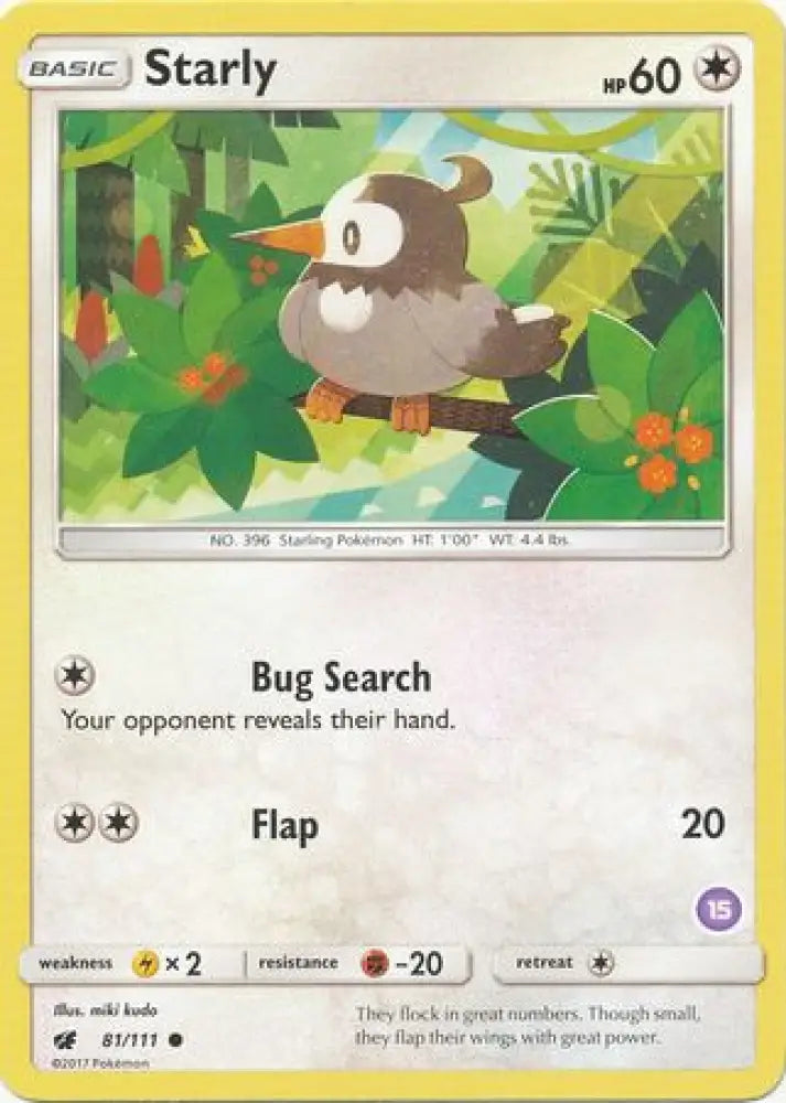 Starly (81/111) (Deck Exclusive #15) [Sun & Moon: Trainer Kit - Alolan Sandslash] - Pokemon Single