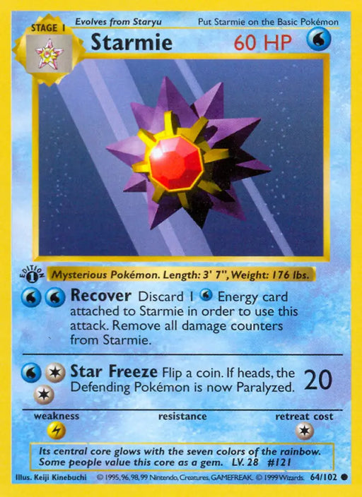 Starmie (64/102) (Shadowless) [Base Set 1st Edition] - Pokemon Single