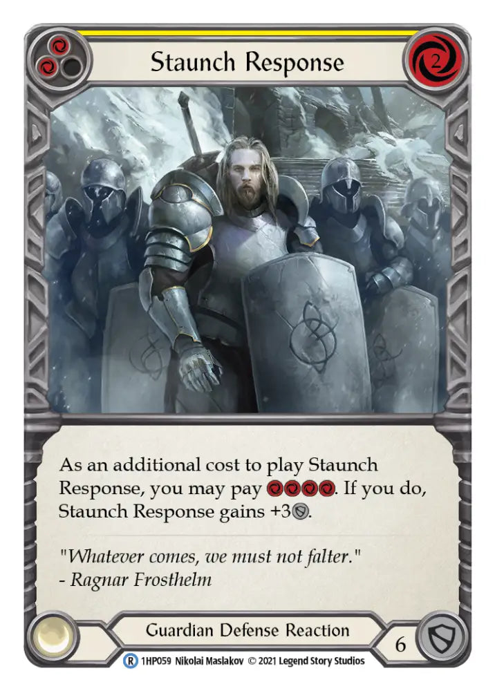 Staunch Response (Yellow) [1HP059] (History Pack 1) - Flesh And Blood Single