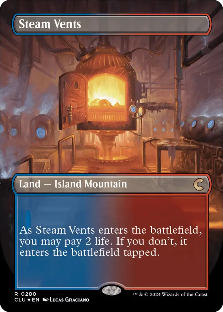 Steam Vents (Borderless) [Ravnica: Clue Edition] - MTG Single