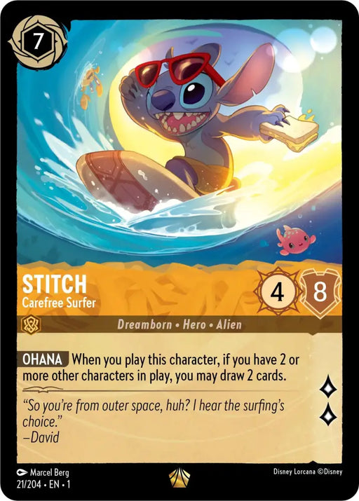 Stitch - Carefree Surfer (21/204) [The First Chapter] - Lorcana Single