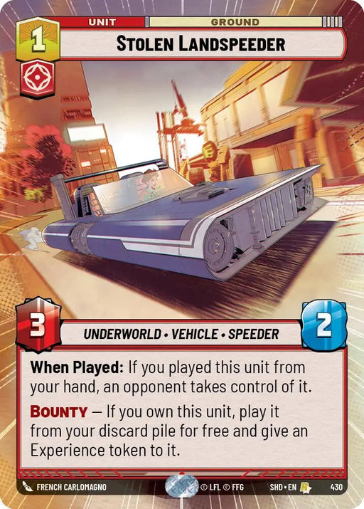 Stolen Landspeeder (Hyperspace) (430) [Shadows of the Galaxy] - Star Wars: Unlimited Single