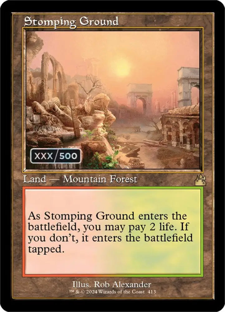Stomping Ground (Retro) (Serialized) [Ravnica Remastered] - MTG Single