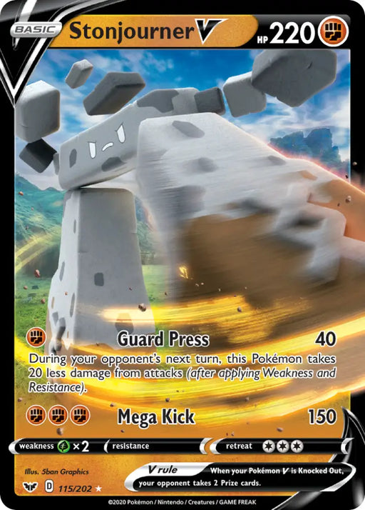 Stonjourner V (115/202) [Sword & Shield: Base Set] - Pokemon Single
