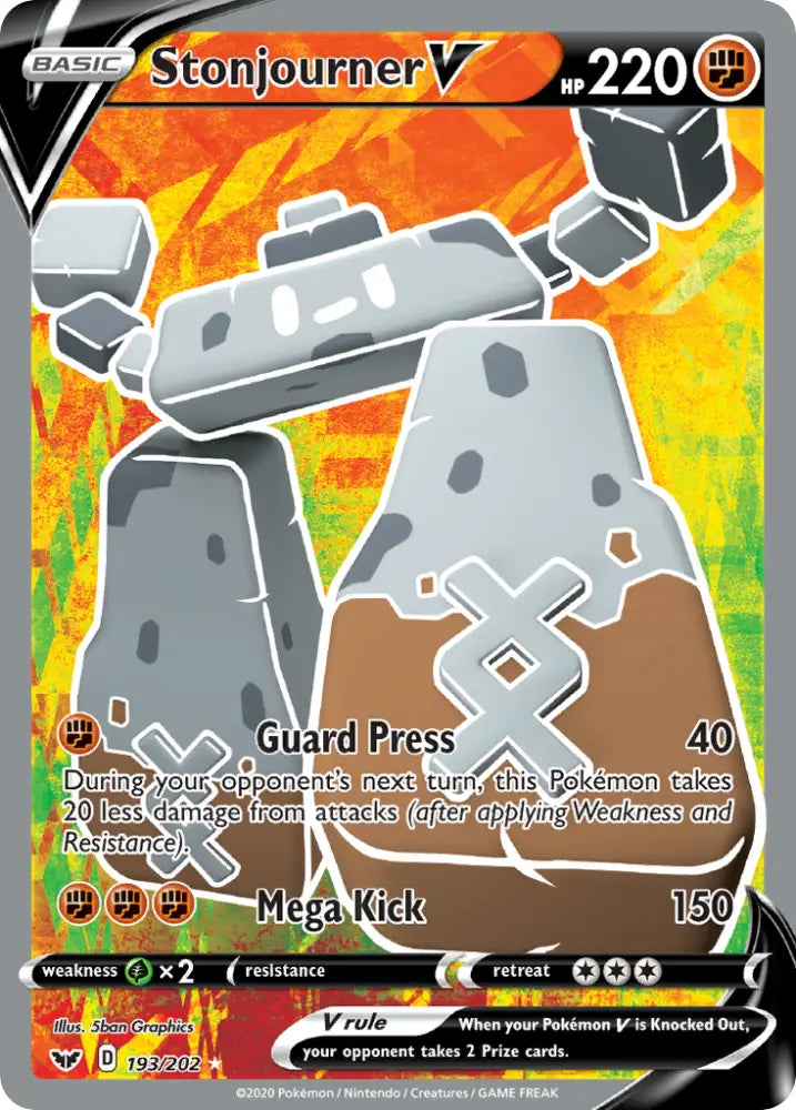 Stonjourner V (193/202) [Sword & Shield: Base Set] - Pokemon Single