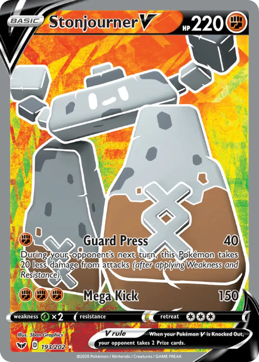 Stonjourner V (193/202) [Sword & Shield: Base Set] - Pokemon Single
