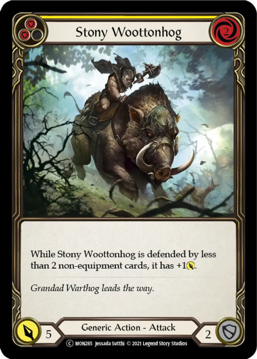 Stony Woottonhog (Yellow) [Monarch Unlimited] Unlimited Rainbow Foil - Flesh And Blood Single