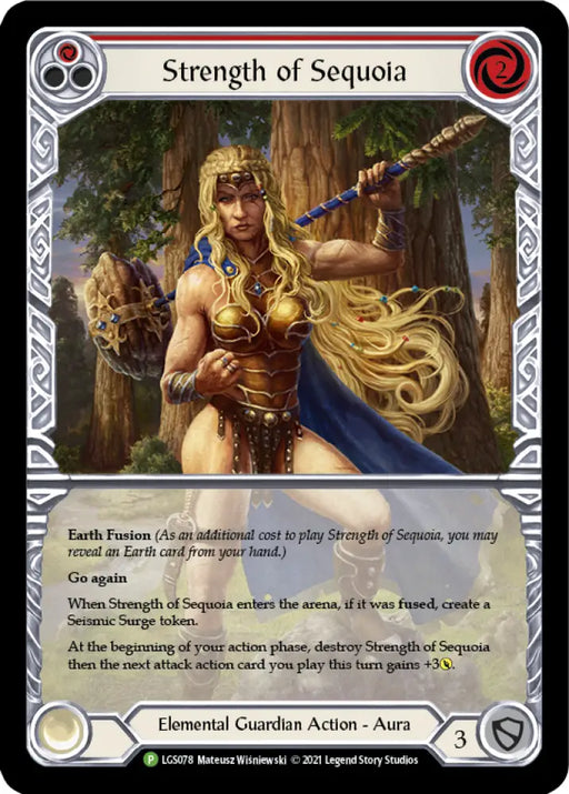 Strength of Sequoia (Red) [LGS078] (Promo) Rainbow Foil - Flesh And Blood Single