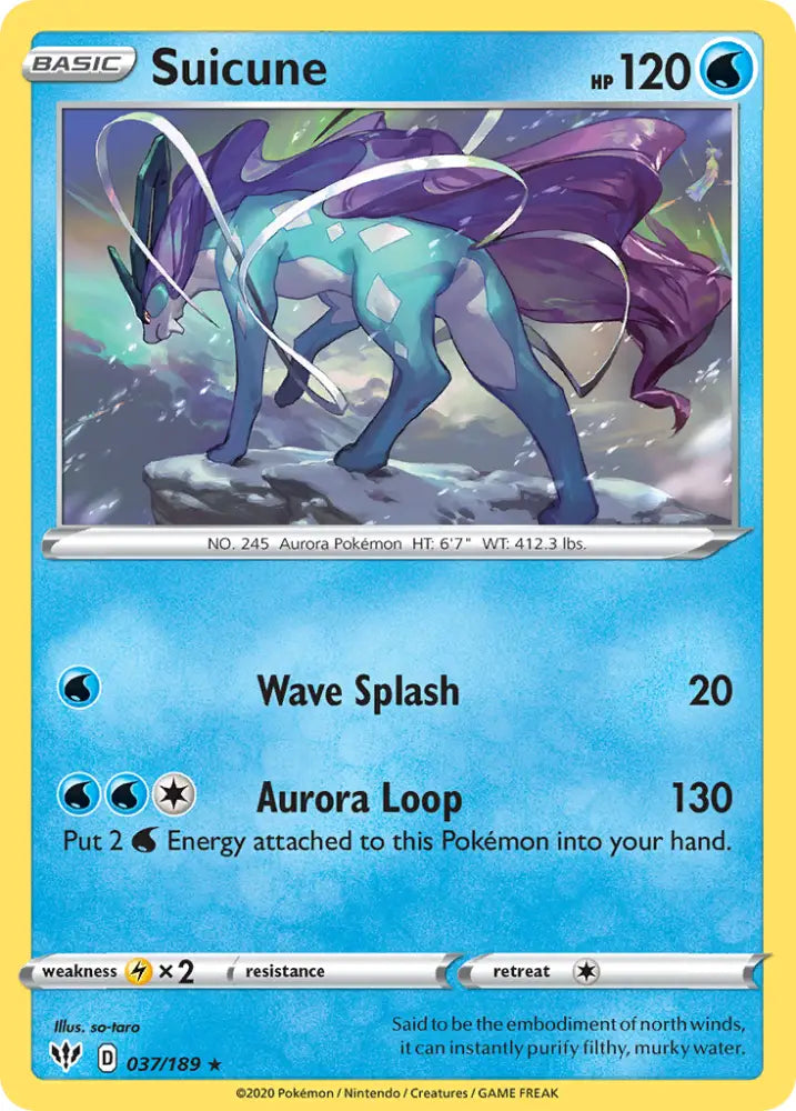Suicune (037/189) [Sword & Shield: Darkness Ablaze] - Pokemon Single