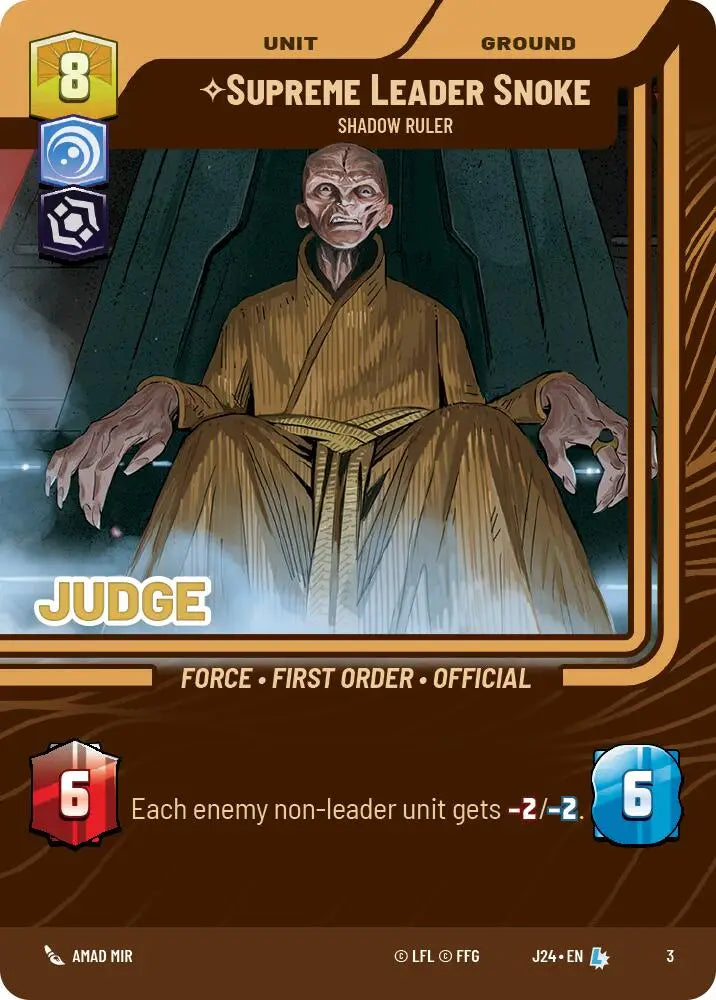 Supreme Leader Snoke - Shadow Ruler (3) [Judge Promos] - Star Wars: Unlimited Single