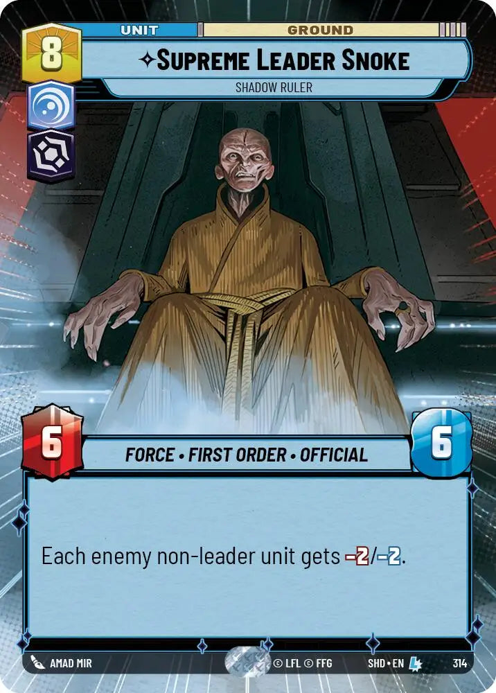 Supreme Leader Snoke - Shadow Ruler (Hyperspace) (314) [Shadows of the Galaxy] - Star Wars: Unlimited Single