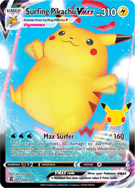 Surfing Pikachu VMAX (009/025) [Celebrations: 25th Anniversary] - Pokemon Single