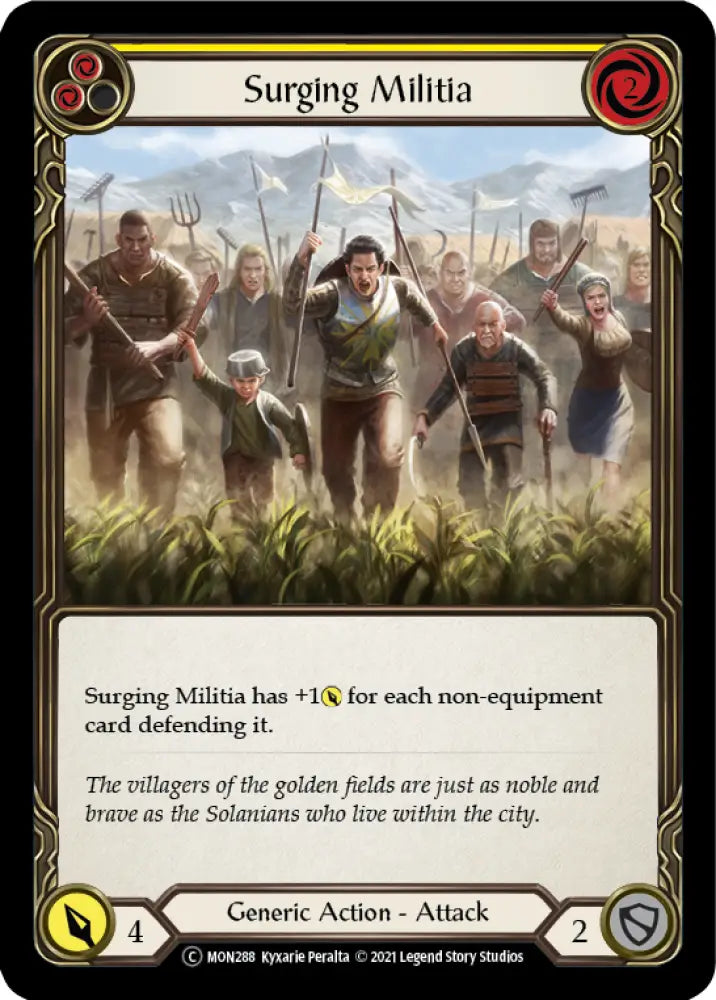Surging Militia (Yellow) [Monarch Unlimited] Unlimited Rainbow Foil - Flesh And Blood Single