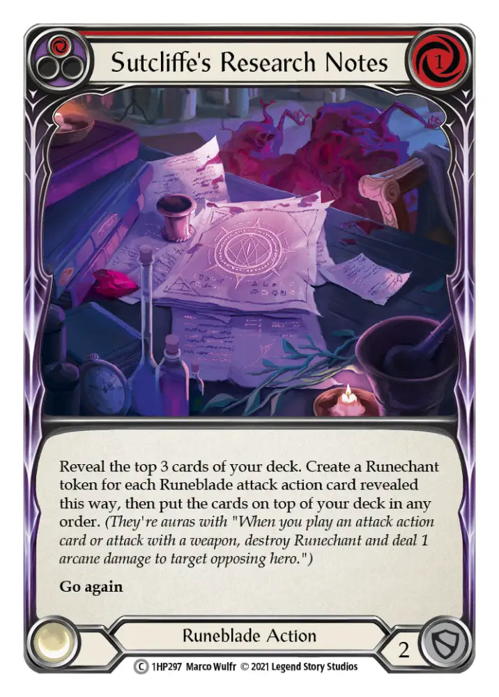 Sutcliffe’s Research Notes (Red) [1HP297] (History Pack 1) - Flesh And Blood Single