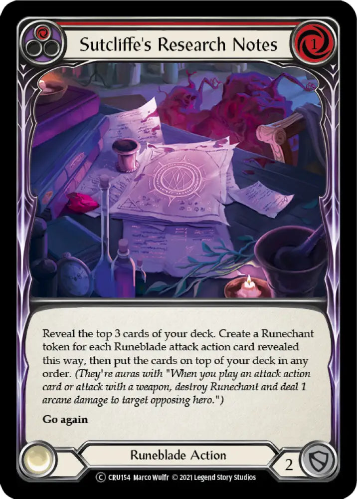 Sutcliffe’s Research Notes (Red) [Crucible of War Unlimited] Unlimited Rainbow Foil - Flesh And Blood Single