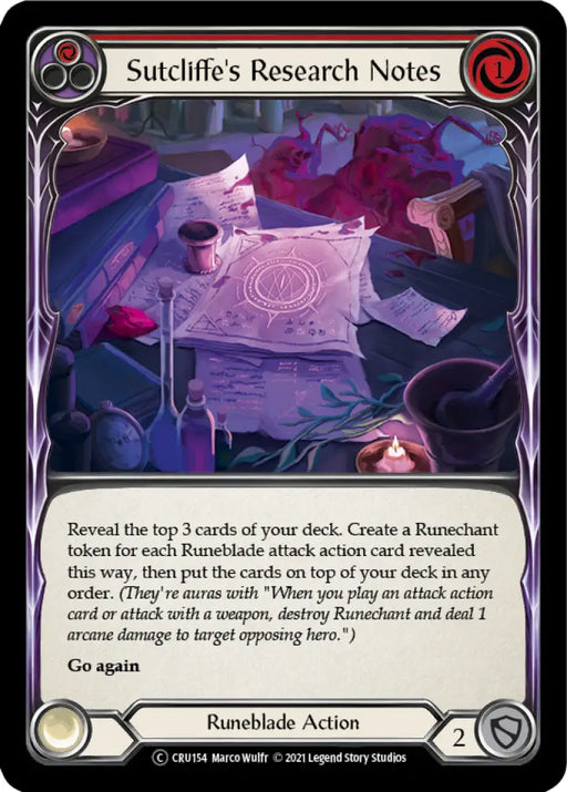 Sutcliffe’s Research Notes (Red) [Crucible of War Unlimited] Unlimited Rainbow Foil - Flesh And Blood Single