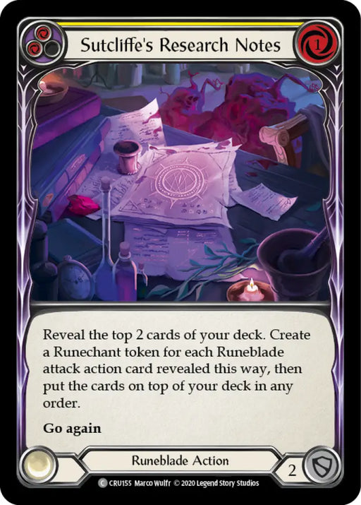 Sutcliffe’s Research Notes (Yellow) [Crucible of War 1st Edition] 1st Edition Rainbow Foil - Flesh And Blood Single