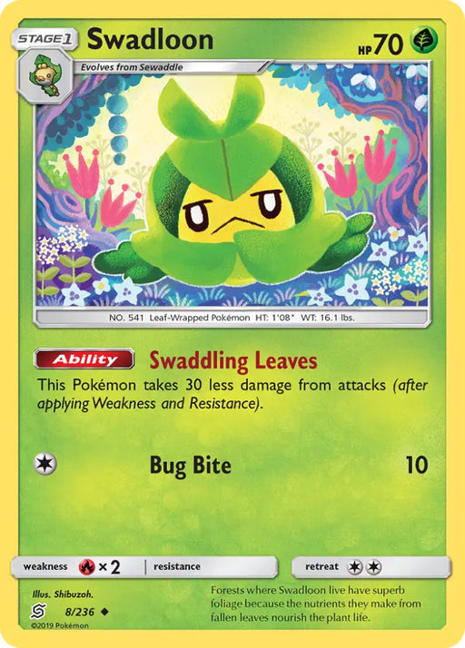 Swadloon (8/236) [Sun & Moon: Unified Minds] - Pokemon Single