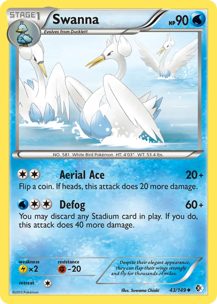 Swanna (43/149) [Black & White: Boundaries Crossed] - Pokemon Single
