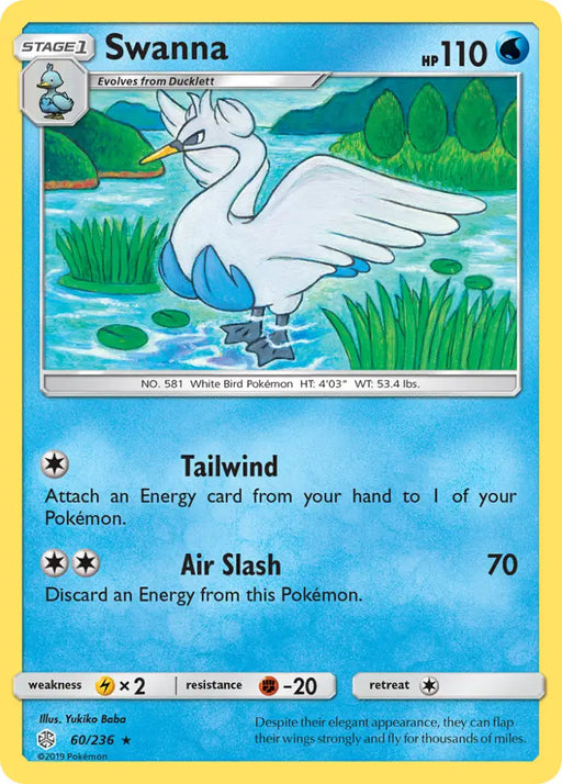 Swanna (60/236) [Sun & Moon: Cosmic Eclipse] - Pokemon Single