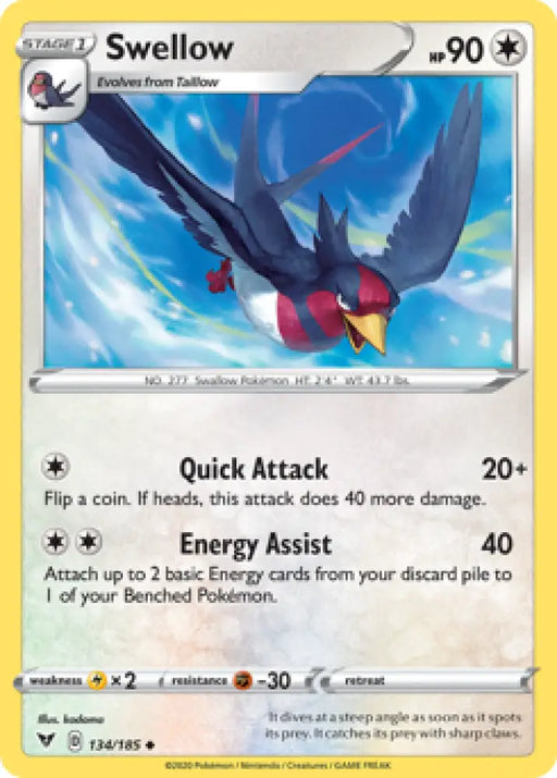 Swellow (134/185) [Sword & Shield: Vivid Voltage] - Pokemon Single