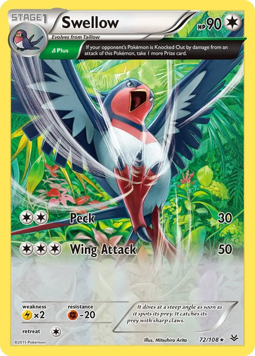 Swellow (72/108) (Theme Deck Exclusive) [XY: Roaring Skies] - Pokemon Single