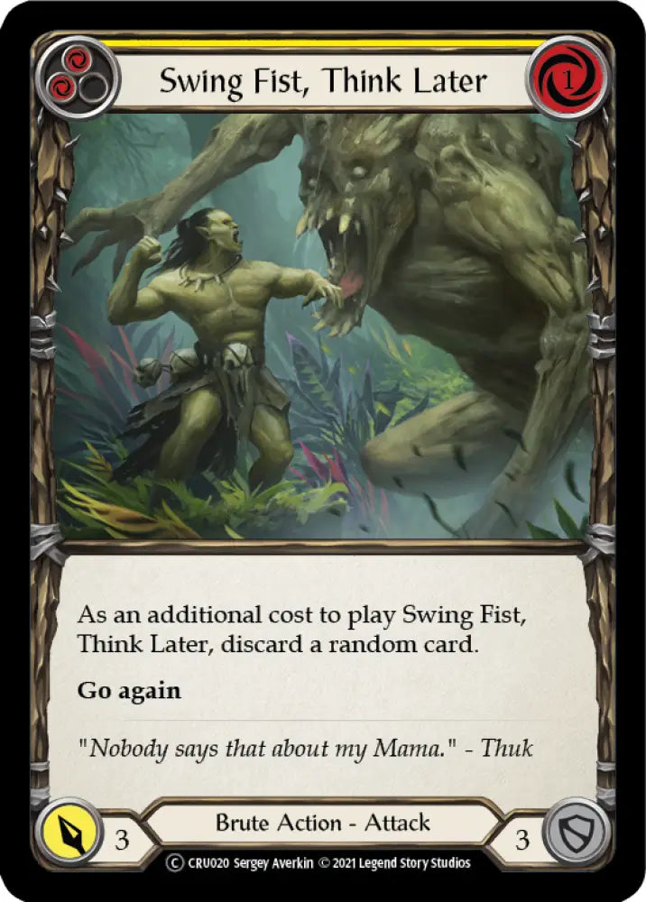 Swing Fist Think Later (Yellow) [Crucible of War Unlimited] Unlimited Rainbow Foil - Flesh And Blood Single