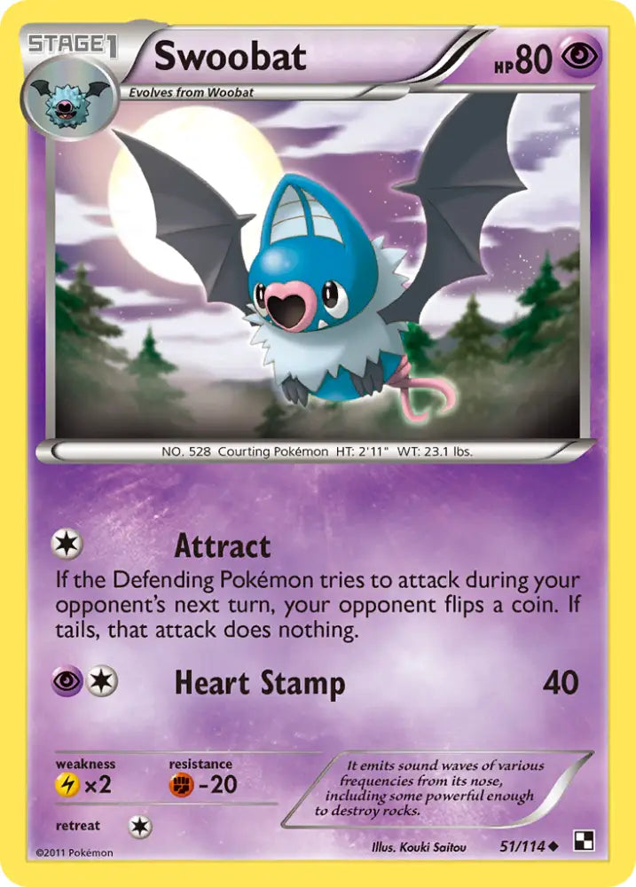 Swoobat (51/114) [Black & White: Base Set] - Pokemon Single