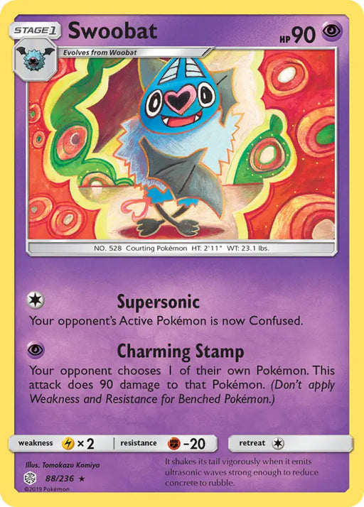 Swoobat (88/236) [Sun & Moon: Cosmic Eclipse] - Pokemon Single