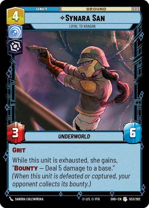 Synara San - Loyal to Kragan (033/262) [Shadows of the Galaxy] - Star Wars: Unlimited Single