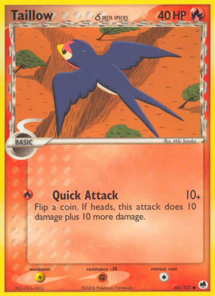 Taillow (66/101) (Delta Species) [EX: Dragon Frontiers] - Pokemon Single