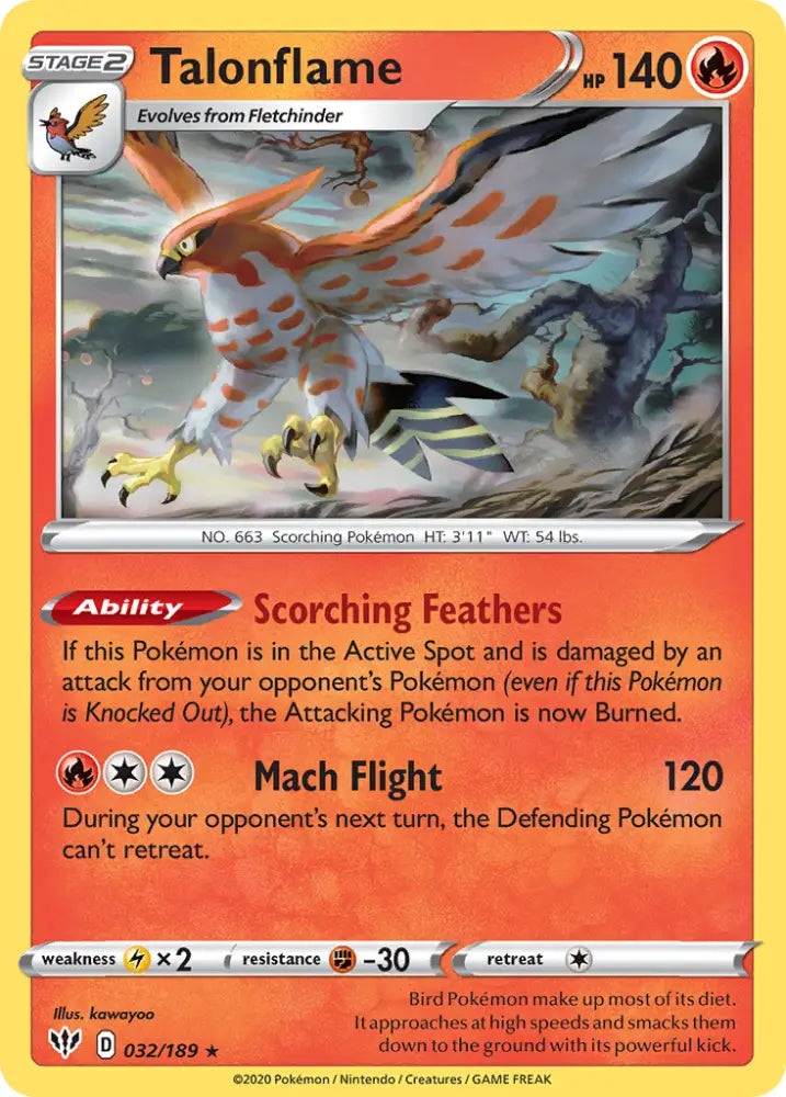 Talonflame (032/189) [Sword & Shield: Darkness Ablaze] - Pokemon Single