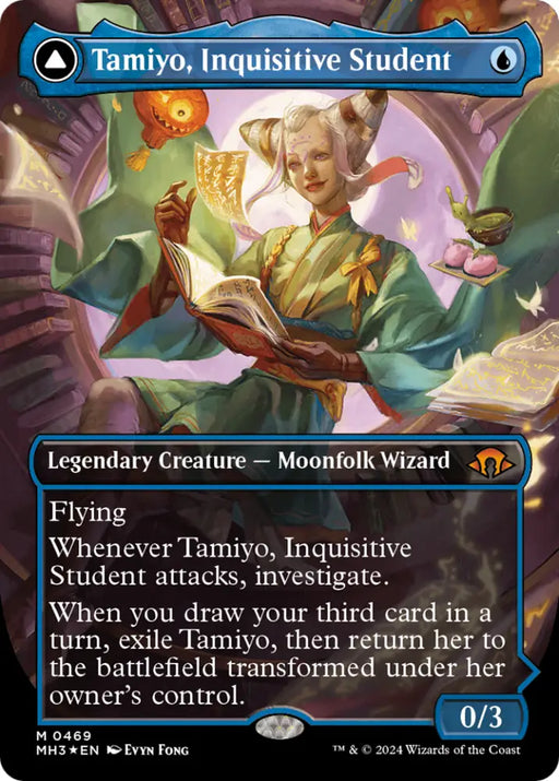 Tamiyo Inquisitive Student // Tamiyo Seasoned Scholar (Borderless) (Textured Foil) [Modern Horizons 3] - MTG Single