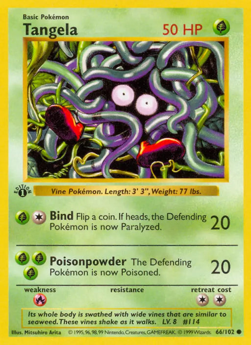 Tangela (66/102) (Shadowless) [Base Set 1st Edition] - Pokemon Single