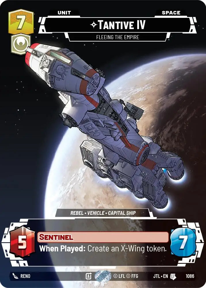 Tantive IV - Fleeing the Empire (Prestige Foil) (1086) [Jump to Lightspeed] - Star Wars: Unlimited Single