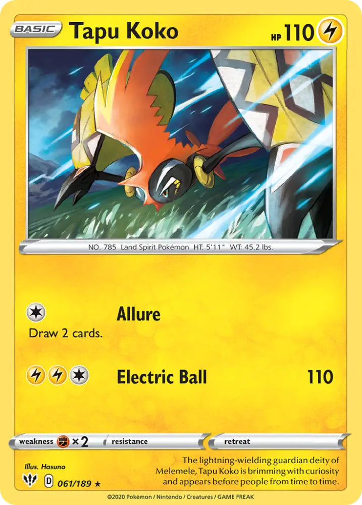 Tapu Koko (061/189) [Sword & Shield: Darkness Ablaze] - Pokemon Single