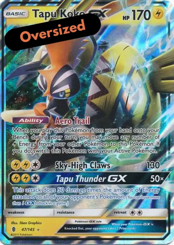 Tapu Koko GX (47/145) (Jumbo Card) [Sun & Moon: Guardians Rising] - Pokemon Single