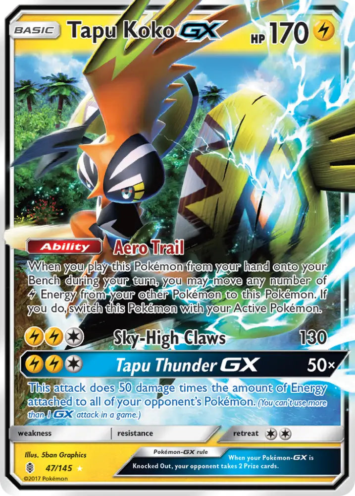 Tapu Koko GX (47/145) [Sun & Moon: Guardians Rising] - Pokemon Single
