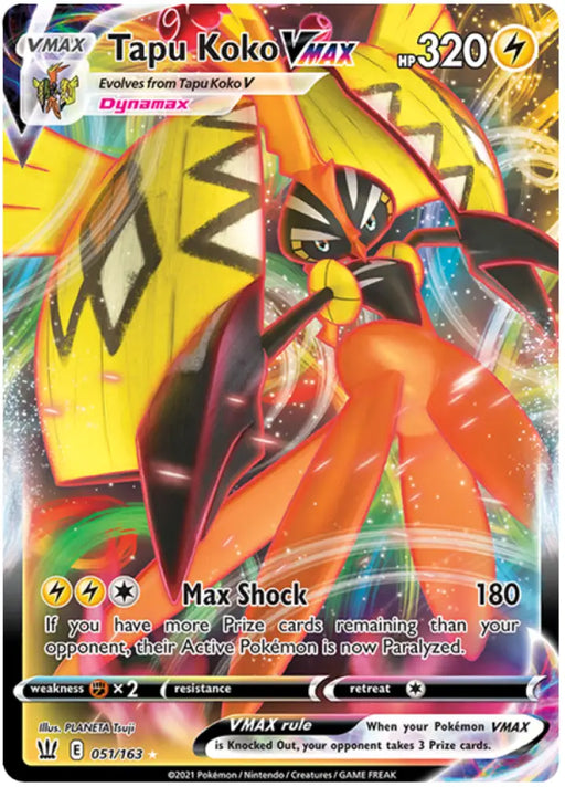 Tapu Koko VMAX (051/163) [Sword & Shield: Battle Styles] - Pokemon Single