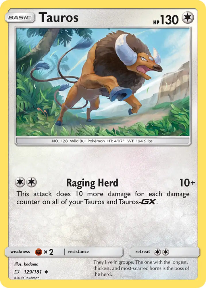 Tauros (129/181) [Sun & Moon: Team Up] - Pokemon Single
