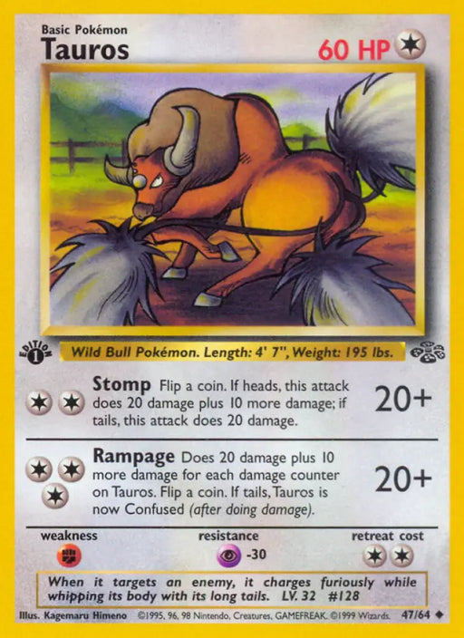 Tauros (47/64) [Jungle 1st Edition] - Pokemon Single