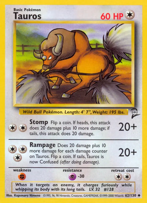 Tauros (62/130) [Base Set 2] - Pokemon Single